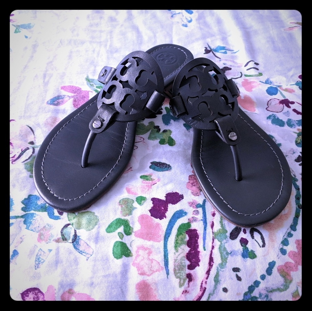Tory Burch Dark Grey Miller Sandals